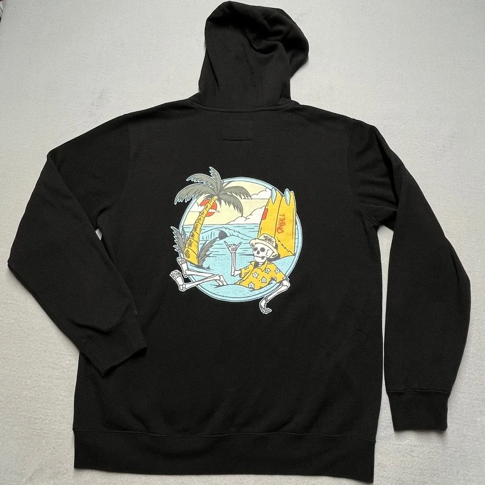 O'Neill Skeleton Graphic Hoodie Black Long Sleeve‎ Standard Fit Men's Size L - Picture 4 of 10